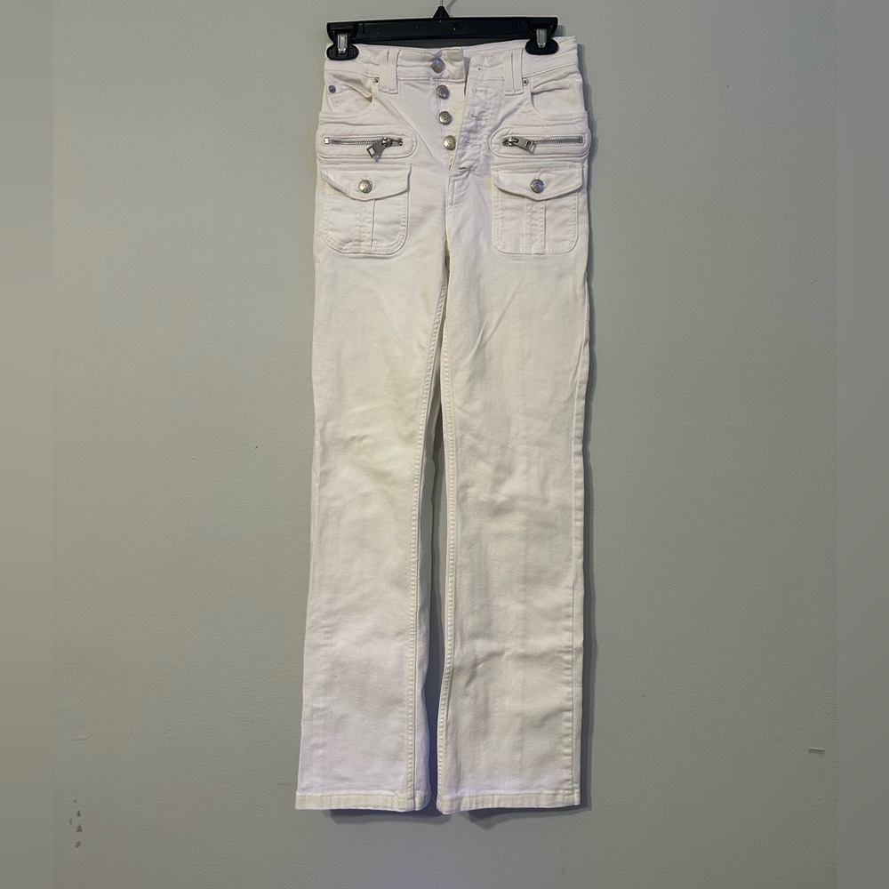 Zadig & Voltaire White High-Rise Straight Jeans with Button Fly
